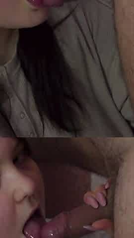 Sweet Slobbery Blowjob After Work with Cum Kiss