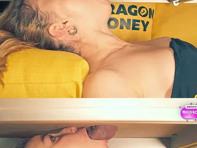 Step Sister gives a Oral a Edging and Pulsating underneath Milking Table