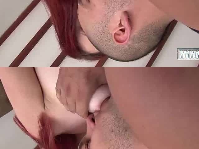 Red Head Latin babe in a Ebony Lace Belt Gets Her Booty Grabbed Hard