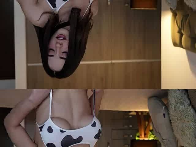 Brunette with big boobs teasing on webcam
