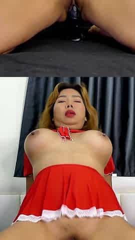 Huge Dildo Fucking in Sexy Outfit