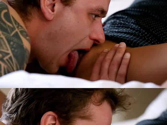 The couple engaged in passionate sex right in the bedroom, with intense oral play.