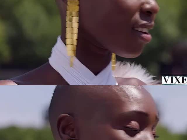 Hairless, Black model, Zaawaadi is sucking a hard, white jock previous to riding it like a pro