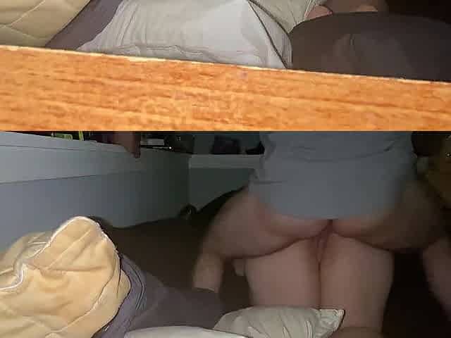 Pounding her vagina from the back