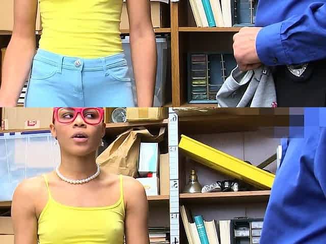 Leashed ebony teen interracial fucked