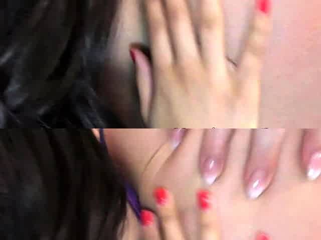 Two sexy brunette lesbians licking each others pussies