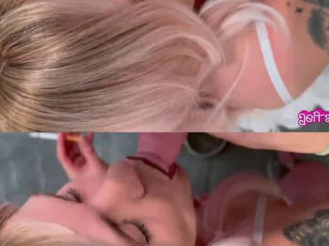Smoking blowjob with brown lipgloss