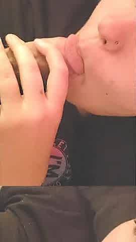 Close up of me sucking and licking a yummy weenie