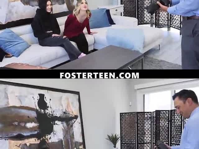 Teen Has Trio with Her Foster Parents - Fosterteen