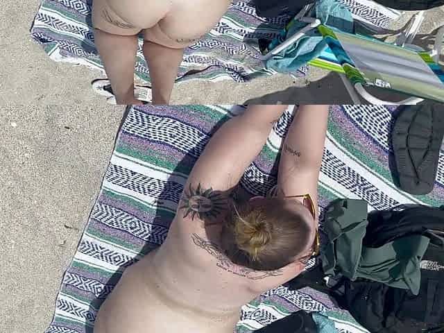 Brunette MILF gives outdoor blowjob