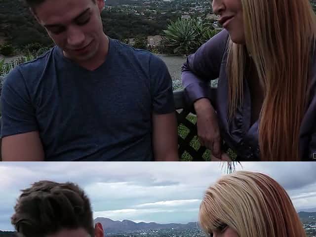 Curvy mature BBW Joclyn Stone fucks one young dude without mercy