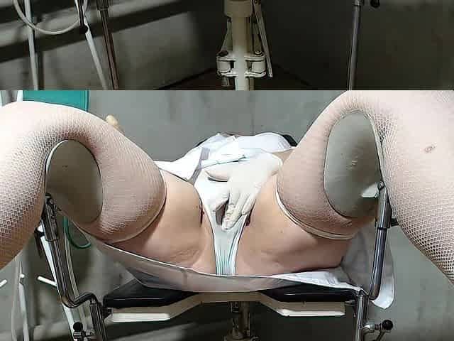 Aged sexy nurse masturbates at work