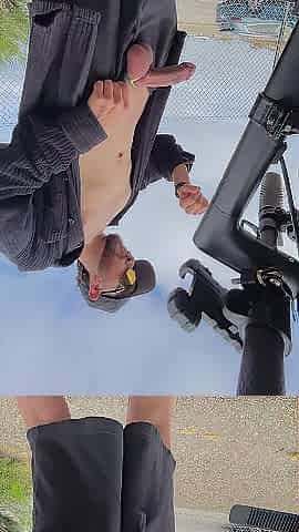 TOOK MY E-SCOOTER down the bike trail and got caught flashing my large knob to passerby's! Public Exhibition ??