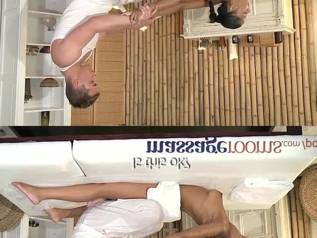 Massage Rooms Pretty ebony cutie's cunt trembles as this babe cums hard