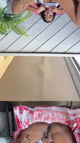 Sneaky balcony masturbation