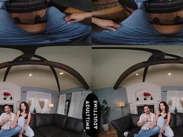 UP CLOSE VR - Cuckold Stud Wishes To See U Screw His Girlfriend Kimmy Kimm On Livestream - POV