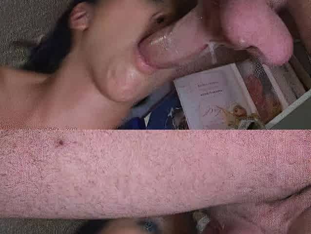 amateur girlfriend blowjob and awesome cumshot in her mouth