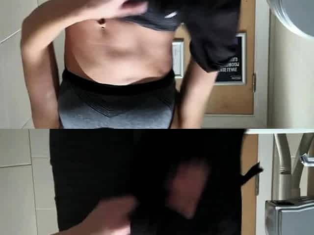 Quick Pussy Rub in Gym Bathroom - Solo Female Orgasm