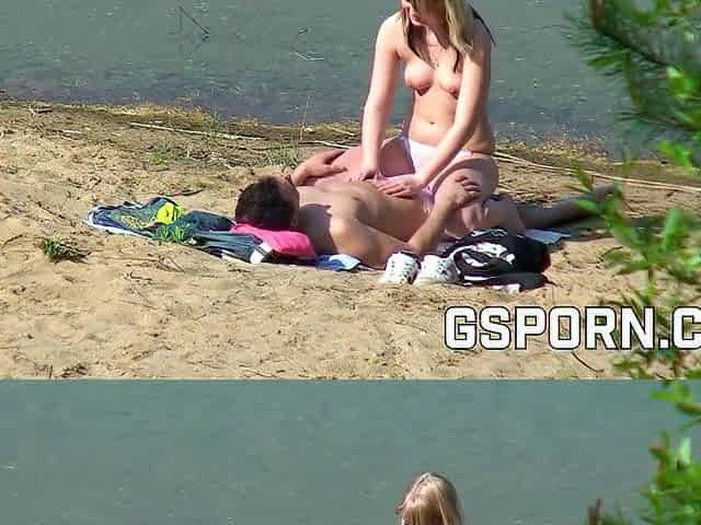 Amateur sex in the beach of river with real couple