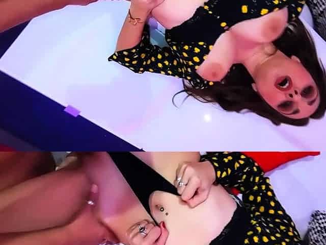 Brunette slut with perfect big boobs is alone