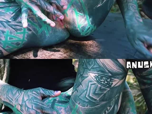 Anal Mastrubation On Public Bench - Tattoo Girl Enjoys Dildo In Her Ass