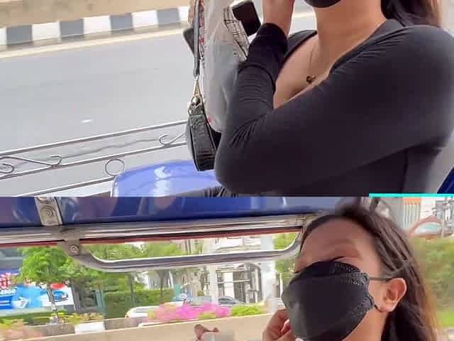 Big natural boobs Thai MILF picked up