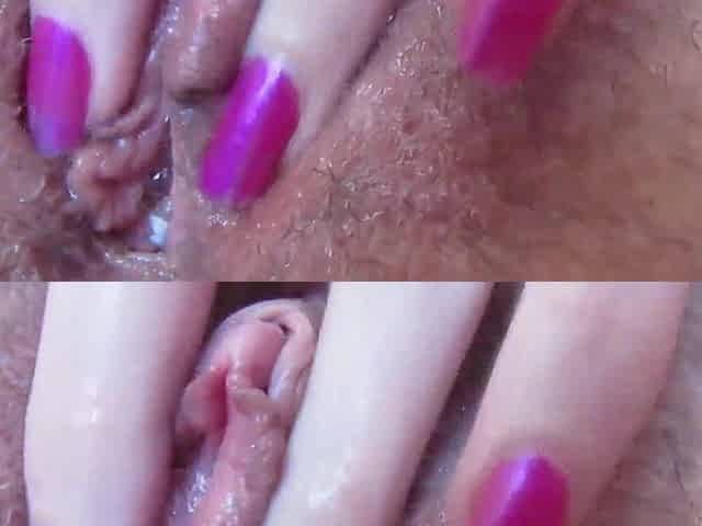 Bizarre close up juicy twat fingering gaping and creampie with large erected love button