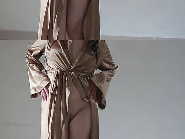 Very Sexy Yellow Satin Dress