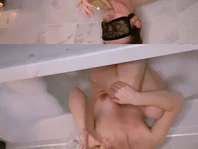 Horny hot blonde masturbates in the shower with a toy