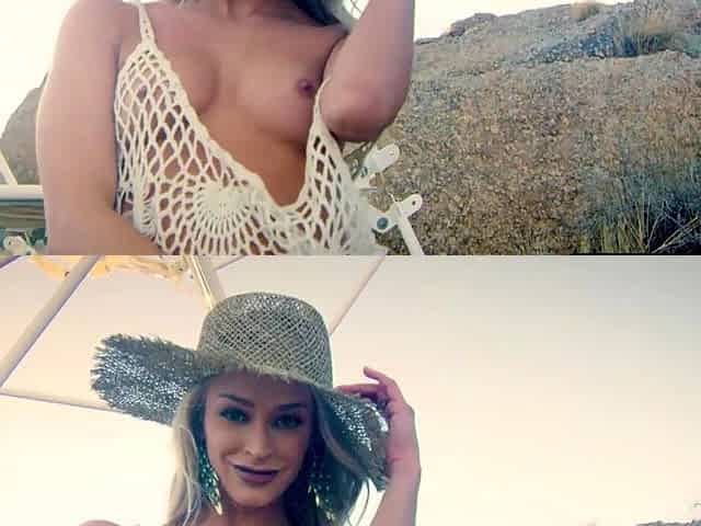 Big ass Canadian blonde strips outdoors
