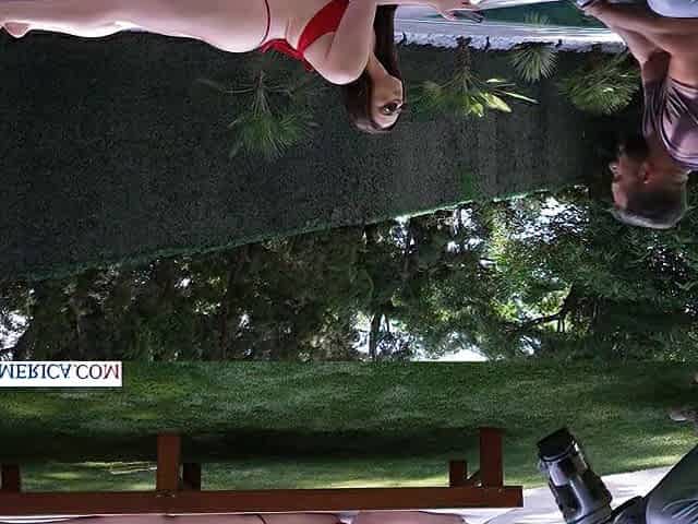 Sophia Burns gets oiled up by dad's neighbor before asking him to fuck her while daddy's gone