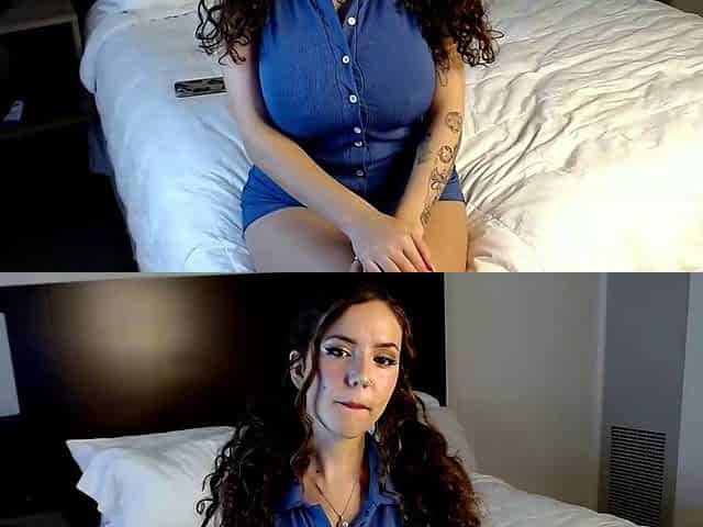 Busty curly brunette with big boobs fucks on couch