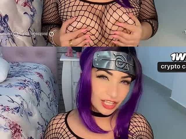 Anko Mitarashi cosplay from naruto teasing you with her toy oral pleasure assjob cum in mouth