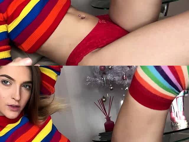 Small titted teen Bella masturbates outdoors