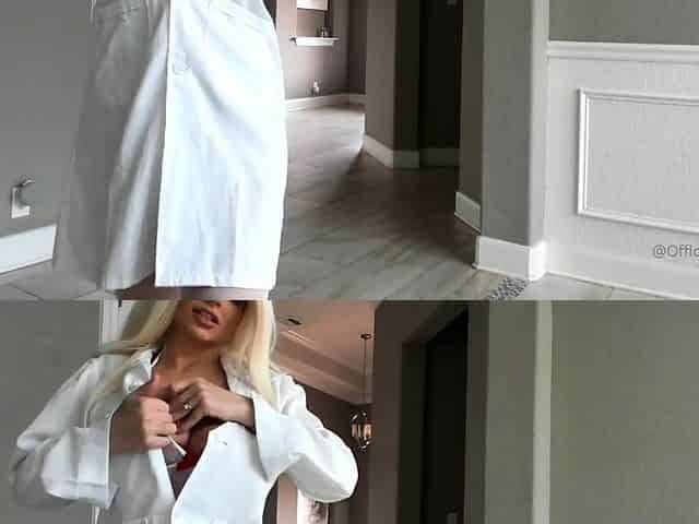 Shaved pussy blonde Tasha Reign with big boobs goes solo