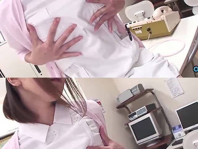 The doctor examines his nurse and engages in raunchy activity with her