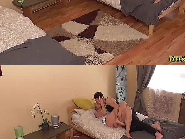 DTFsluts - Iris Kiss-Kiss teen trio at home