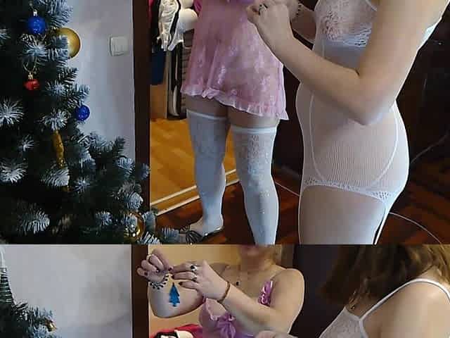 We Met on Tinder. a Mature Woman and a Teenager Are Decorating a Christmas Tree on Their First Date.