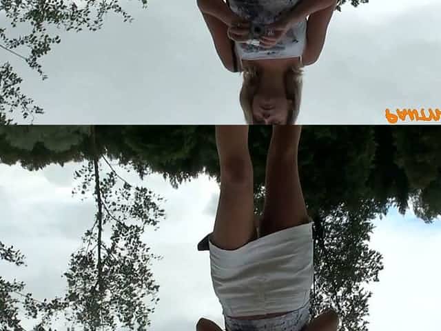 Lorine Flashing Pantyhosed Pussy At The Park