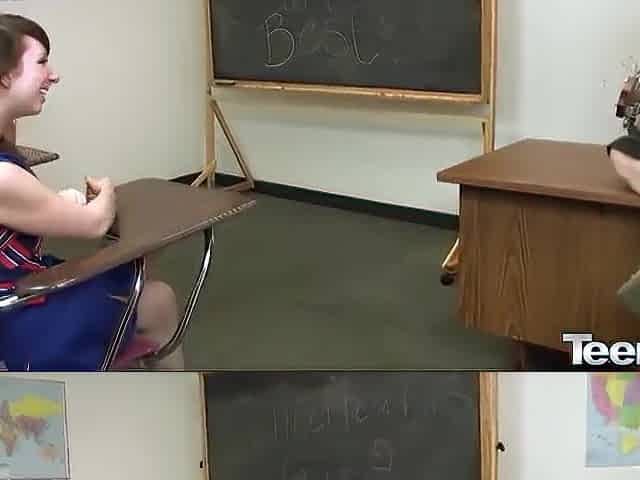 TeenTugs - 2 Teens Race To Make Teachers Cum 1st