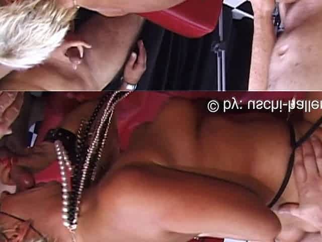 Cum & Piss Amateur Gangbang Party with Blindfolded Blonde MILF Mandy