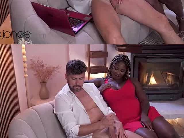 Large breasts ebony cutie bounces her large ass on a large cock - Dane Jones