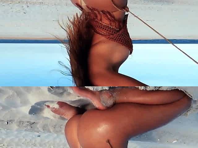 Sexy beautiful ass brunette babe outdoor solo