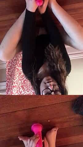 Hot brunette foot fetish play