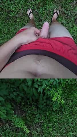 Peeing And Then Cumming In Orange Short Shorts Outside In My Garden