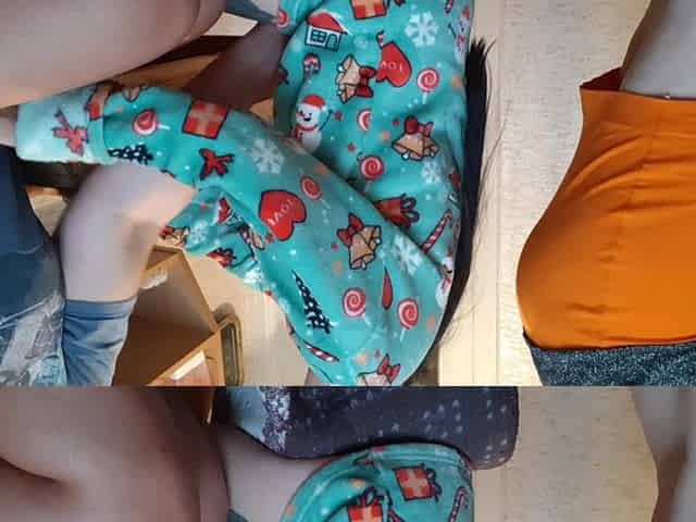 My Girlfriend and I Are Mutually Masturbating in the Kitchen While Our Housekeeper Is Preparing Breakfast