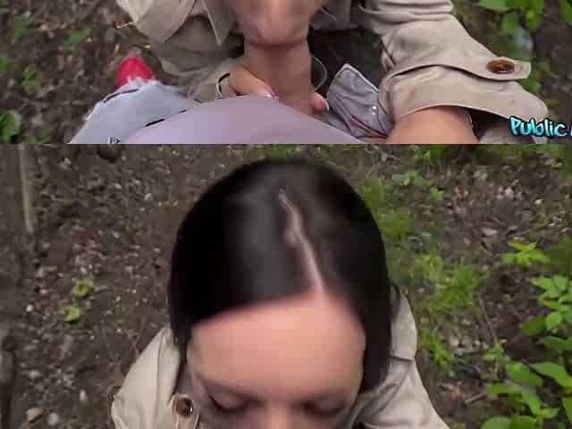 Full-bosomed Brunette Gets Banged In Public With Martin Gun And Areta Ridera