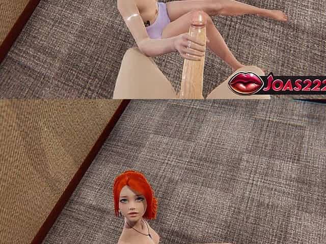 Redhead Blowjob Sitting on Chair Facial 3D POV Animation
