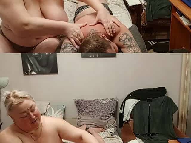 Stepmom Gave Massage And Blowjob With Cum Swallowing