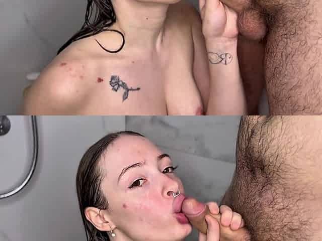 I joined her in the shower and fucked her hard from behind